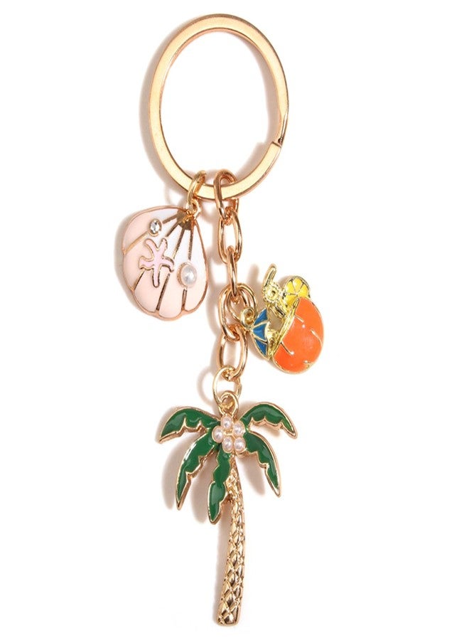 POYAMUSE Coconut Tree Keychain - Tropical Tree Keychain for Women and Men, Mini Palm Tree Bag Charm - Island-Inspired Design Beach Accessory - CoconutTree - Image 1